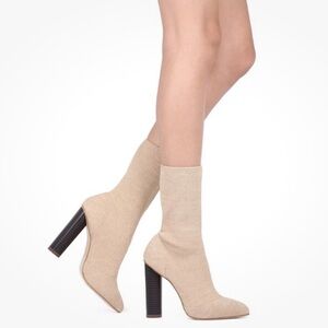 Wild diva morgan pointy toe block heel boots Elegant Beige High Heel size 7 EUC